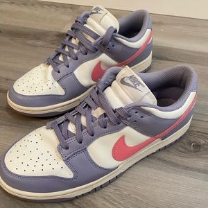 Pink and purple nike dunk lows